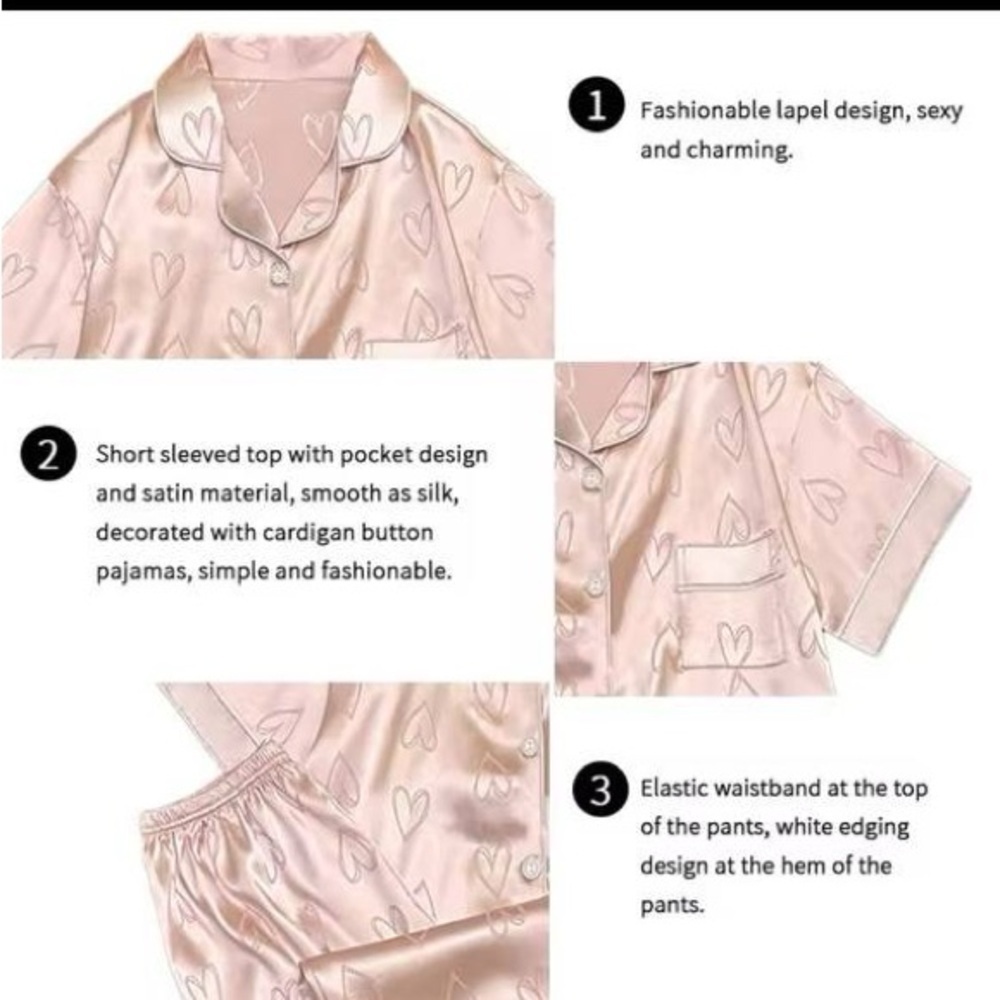 New Pink Heart satin PJ set XL - Picture 5 of 5